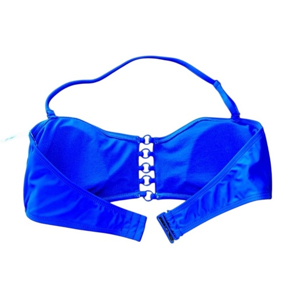 No Boundaries Vibrant Blue Bandeau Bikini Top Size L 11-13 - Picture 2 of 8